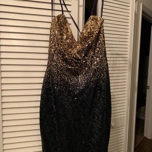 Navy and Gold Ombré Dress